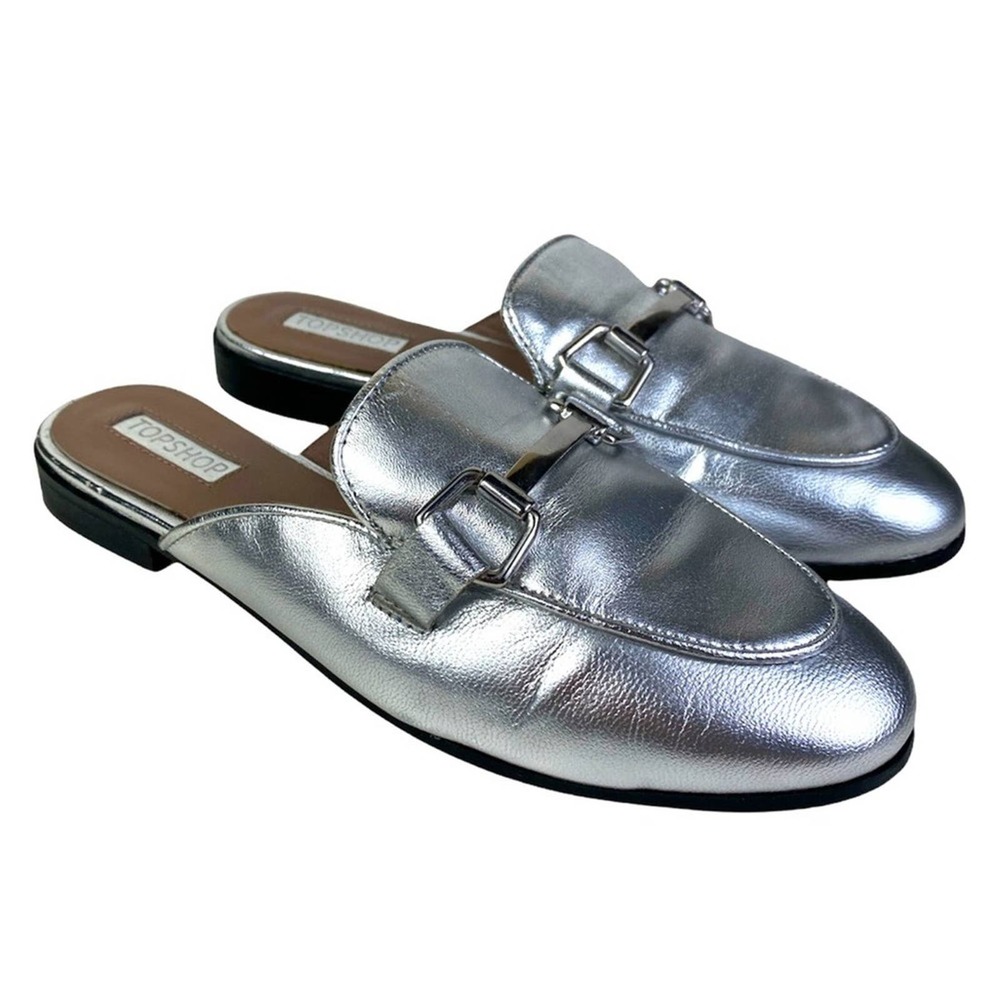 TOPSHOP KYLIE SILVER BLACK AND CREAM FLATS & LOAFERS WOMEN’S SIZE 5.5